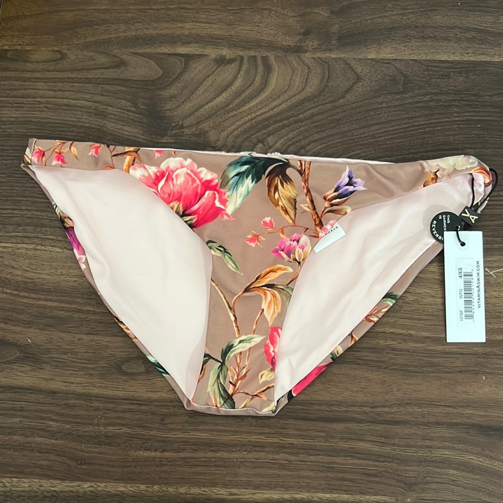 Vitamin A By Amhalia Stevens Reversiible Bikini Bottom Floral/Rose